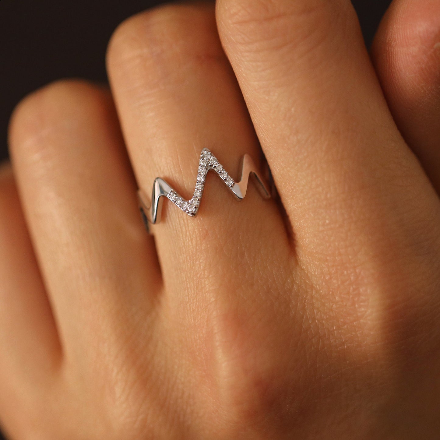 0.16CT Round Zig Zag Moissanite Diamond Wedding Band For Women