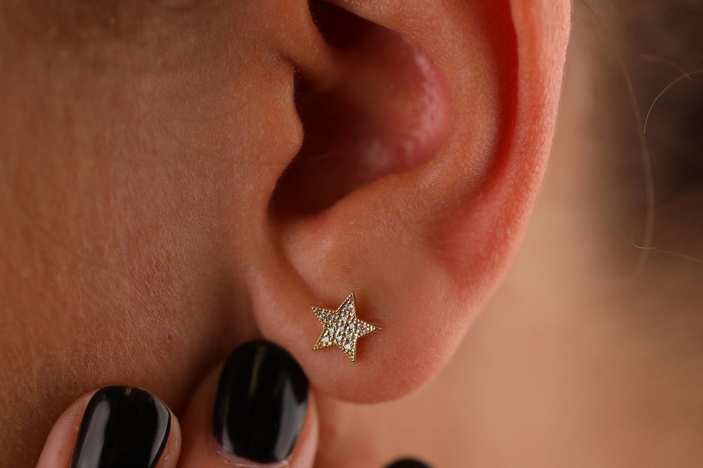 0.2CT Round Star Shaped Moissanite Diamond Stud Earrings In Solid Gold