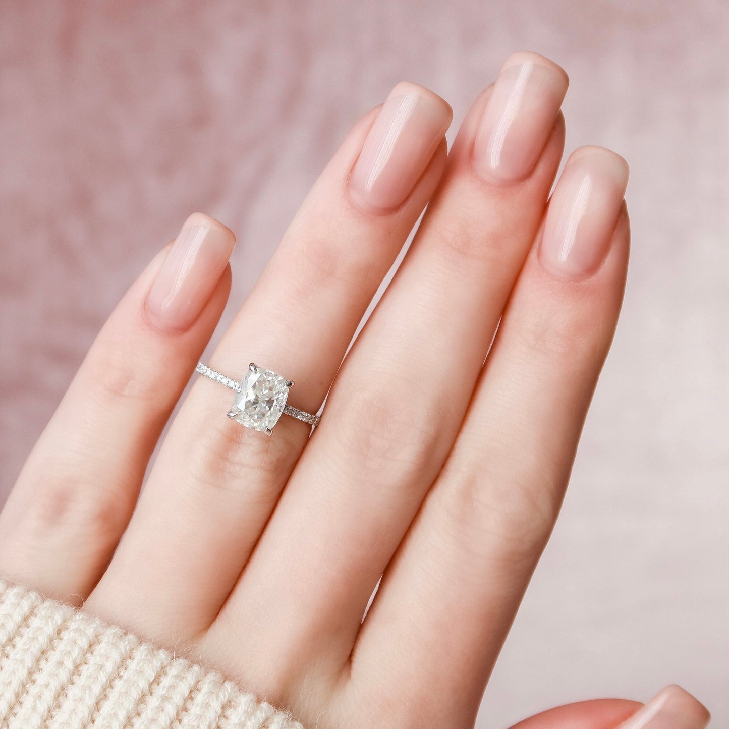 2.0CT Elongated Cushion Cut Moissanite Engagement Ring