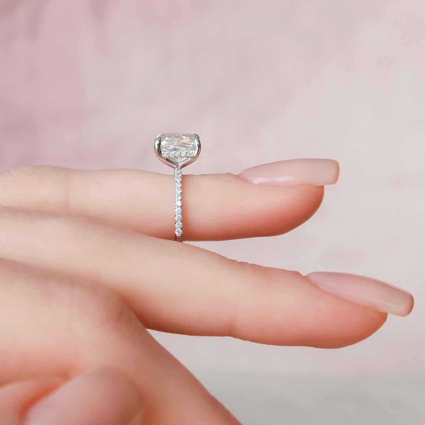 2.0CT Elongated Cushion Cut Moissanite Engagement Ring