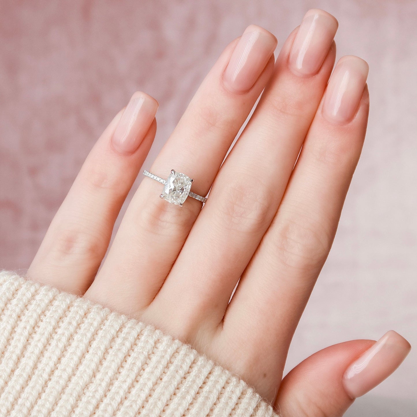 2.0CT Elongated Cushion Cut Moissanite Engagement Ring