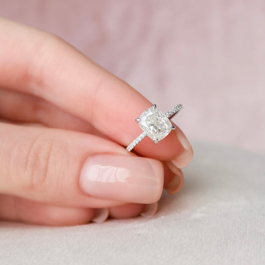 2.0CT Elongated Cushion Cut Moissanite Engagement Ring