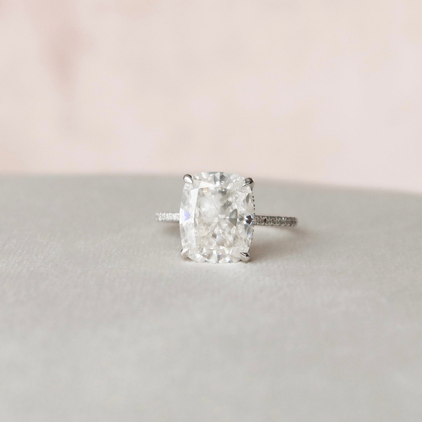 6.0CT Elongated Cushion Cut Moissanite Hidden Halo Engagement Ring