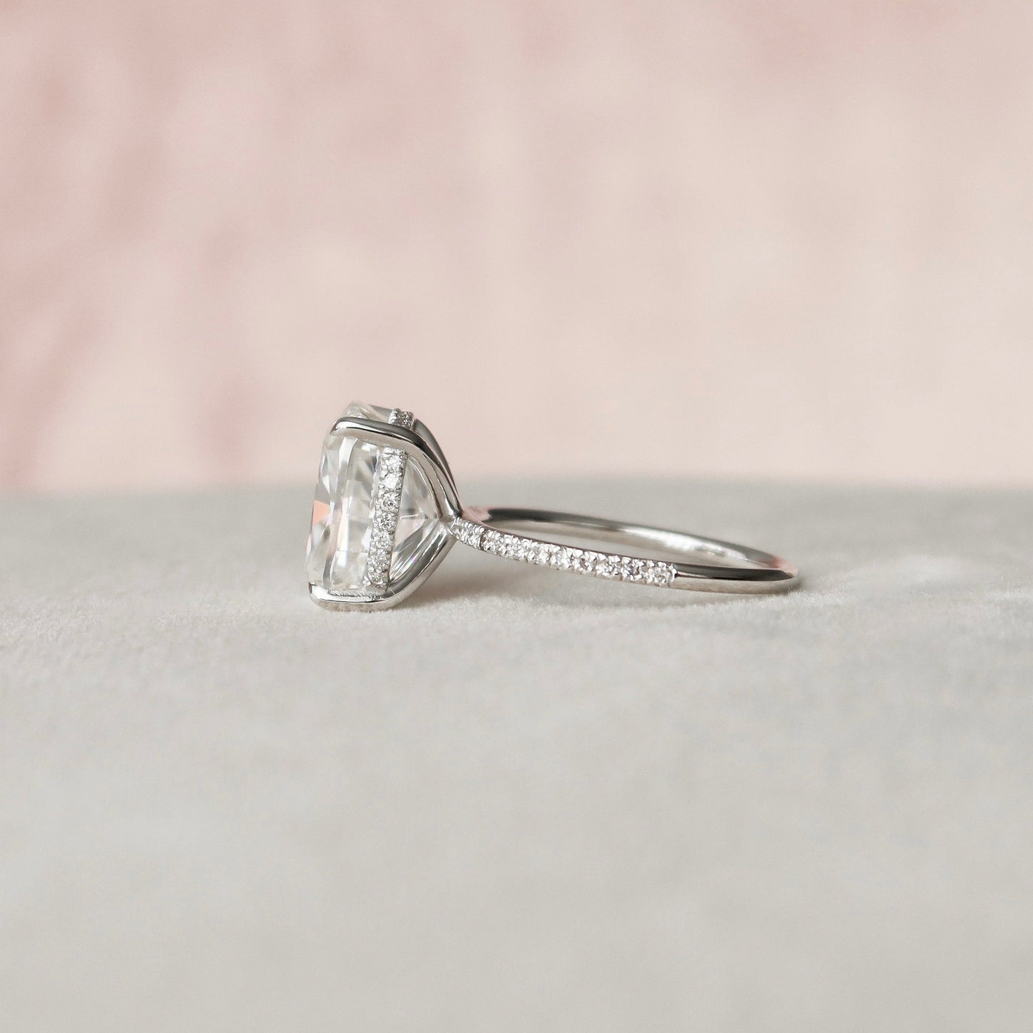 6.0CT Elongated Cushion Cut Moissanite Hidden Halo Engagement Ring