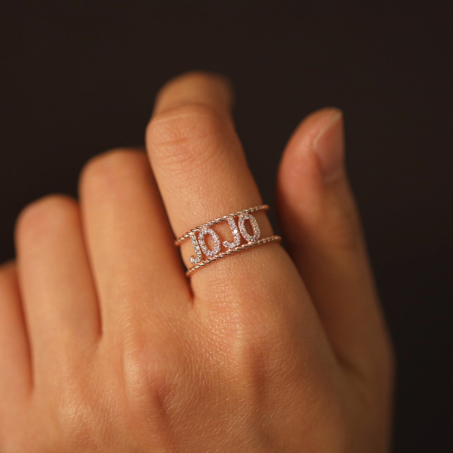 0.22CT Initial Braided Moissanite Diamond Double Wedding Band