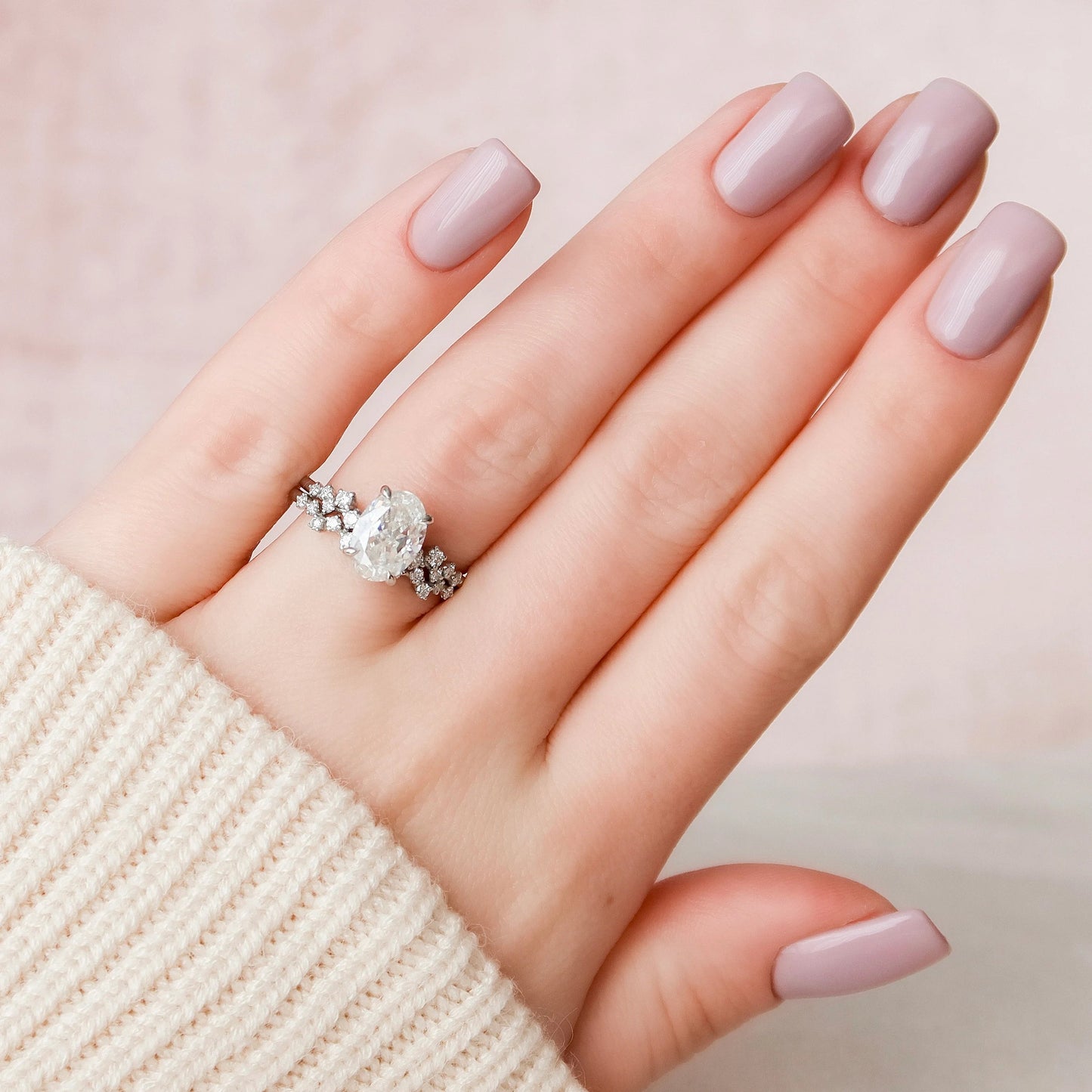2.0CT Oval Cut Moissanite Halo Bridal Engagement Ring Set