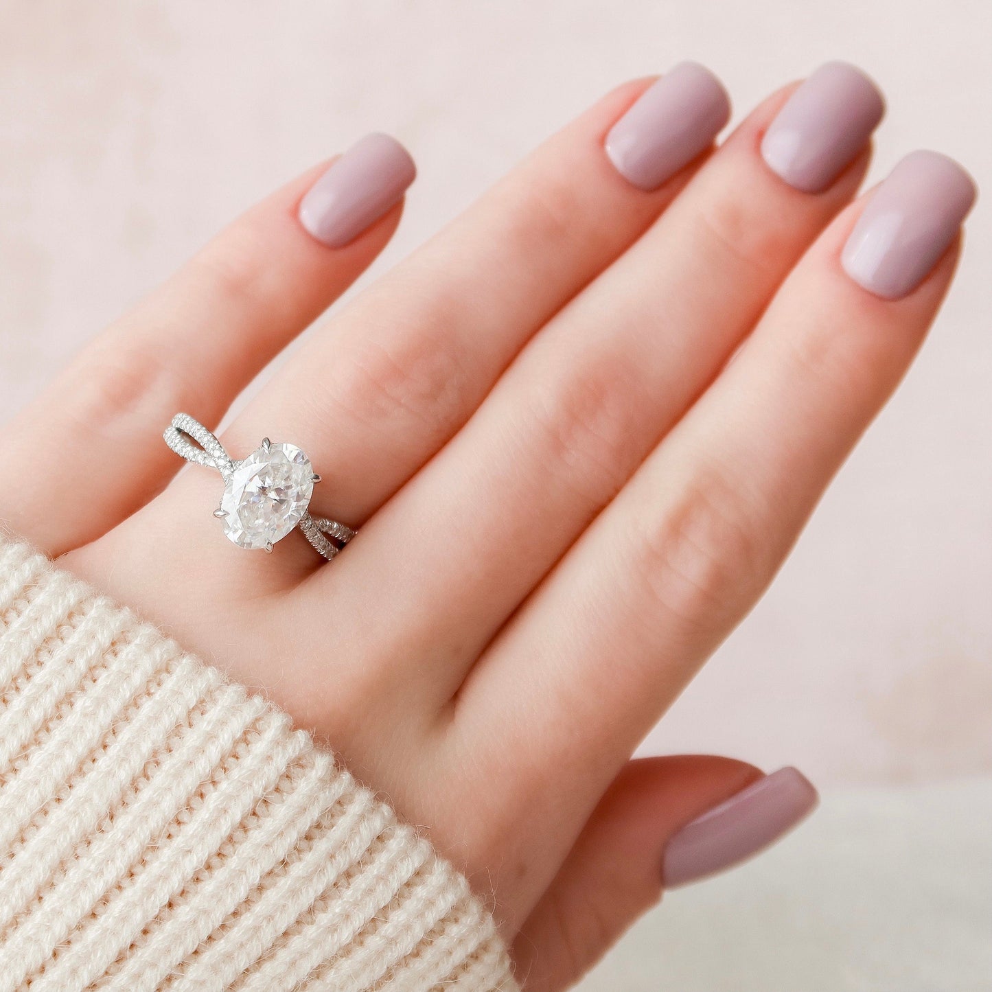 3 CT Oval cut Split Band Moissanite Engagement Ring