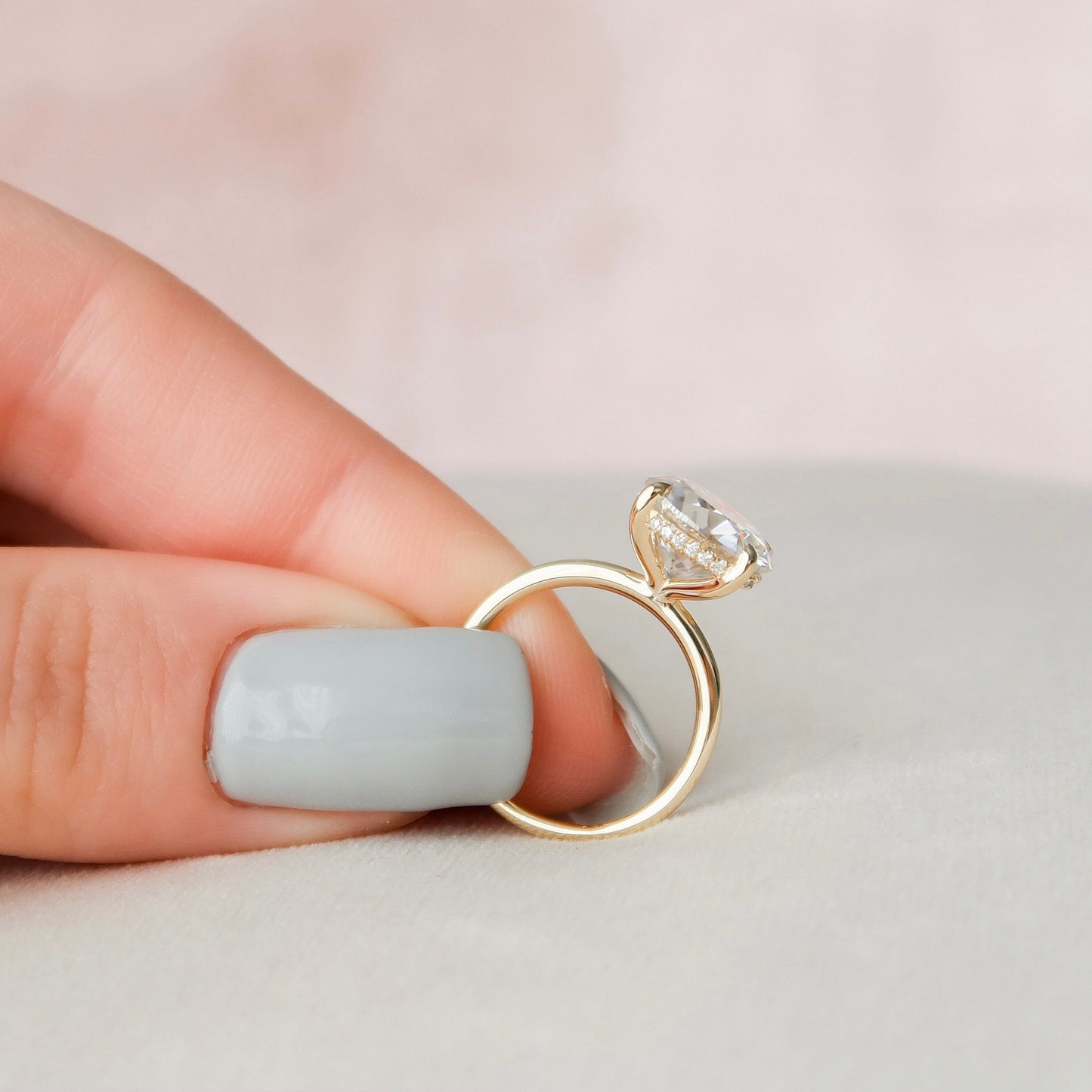 5.0CT Round Cut Hidden Halo Moissanite Diamond Engagement Ring in Yellow Gold