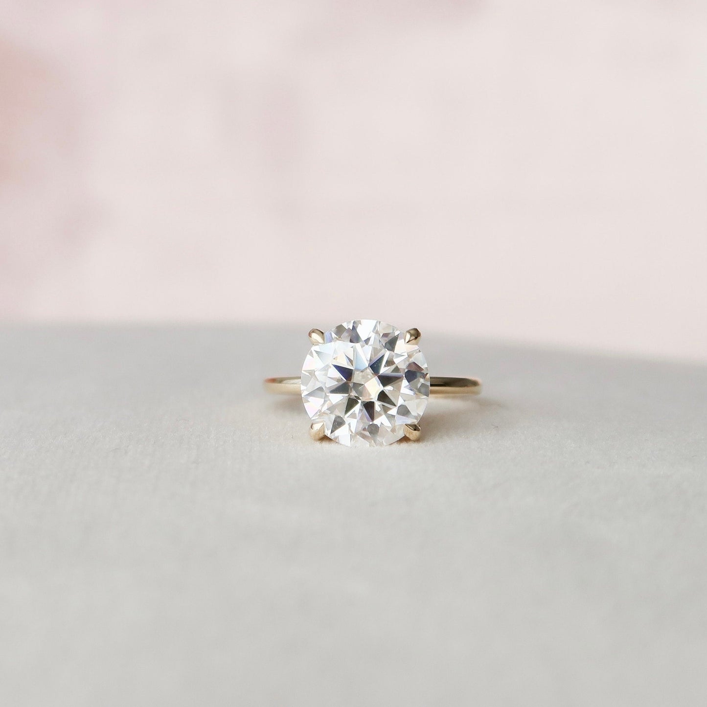 5.0CT Round Cut Hidden Halo Moissanite Diamond Engagement Ring in Yellow Gold