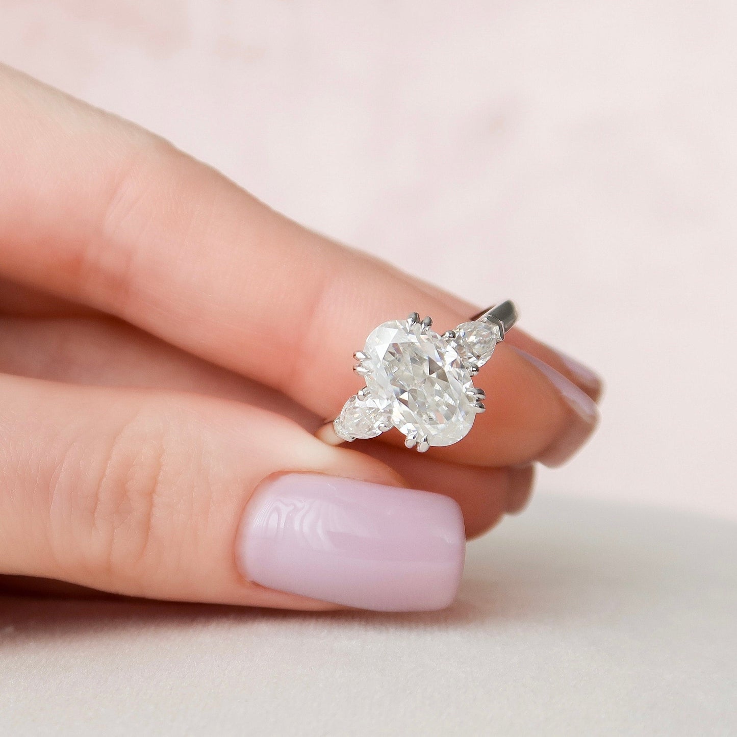 3.5CT Oval Cut Three Stone Moissanite Diamond Engagement Ring