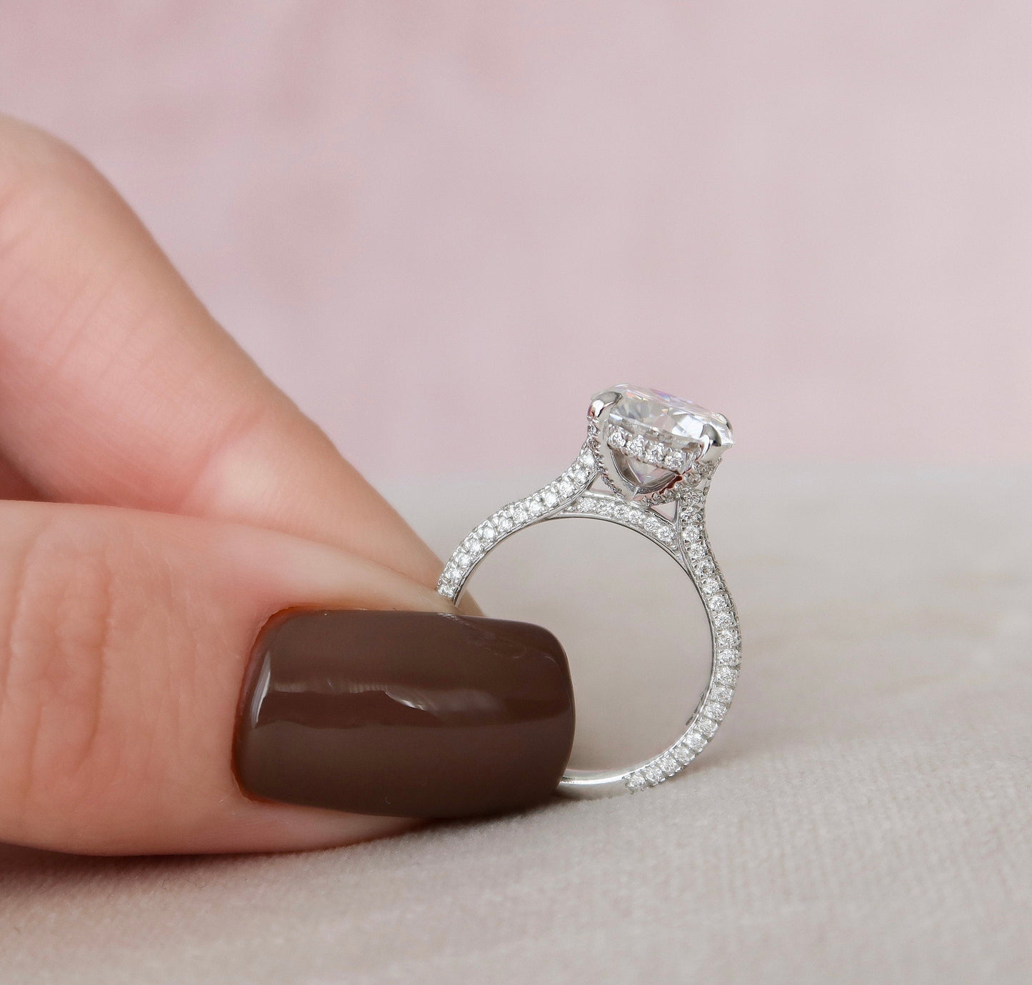 2.50CT Round Cut Hidden Halo Moissanite Diamond Engagement Ring