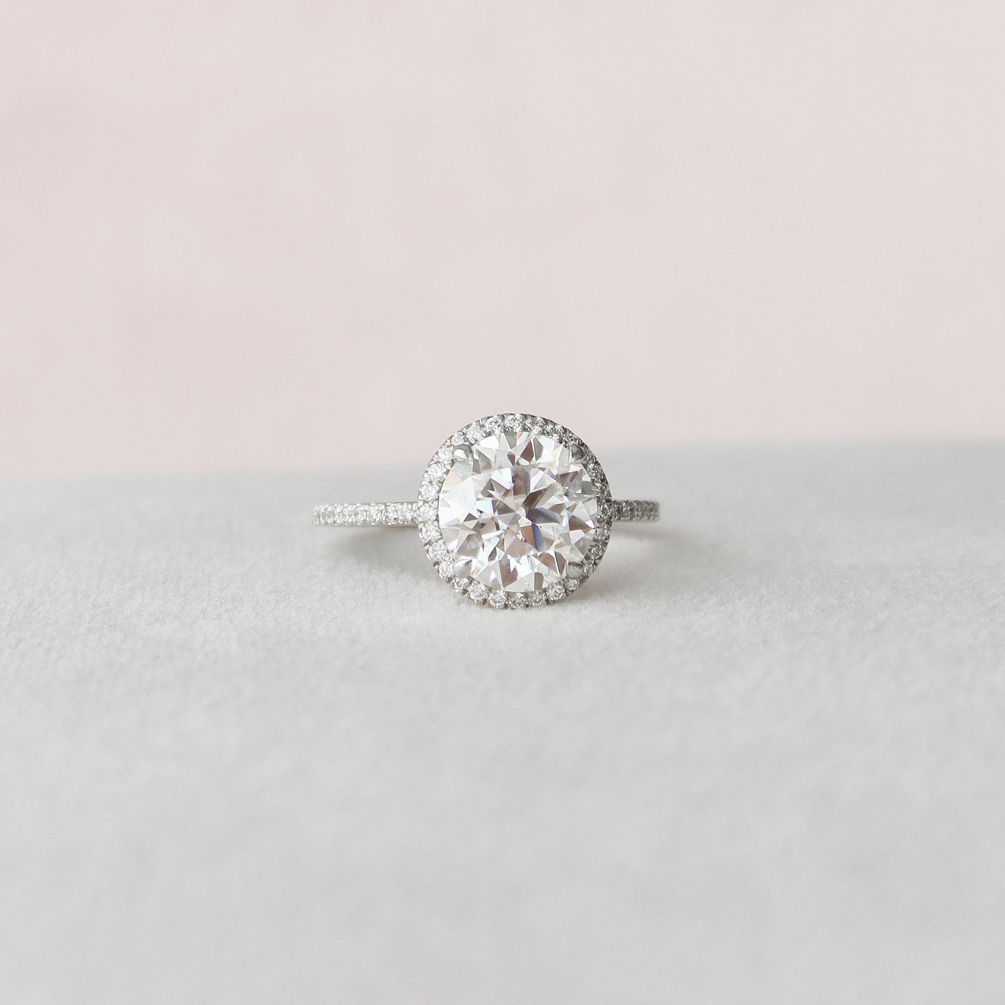 3.0CT Round Cut Halo Moissanite Diamond Pave Engagement Ring