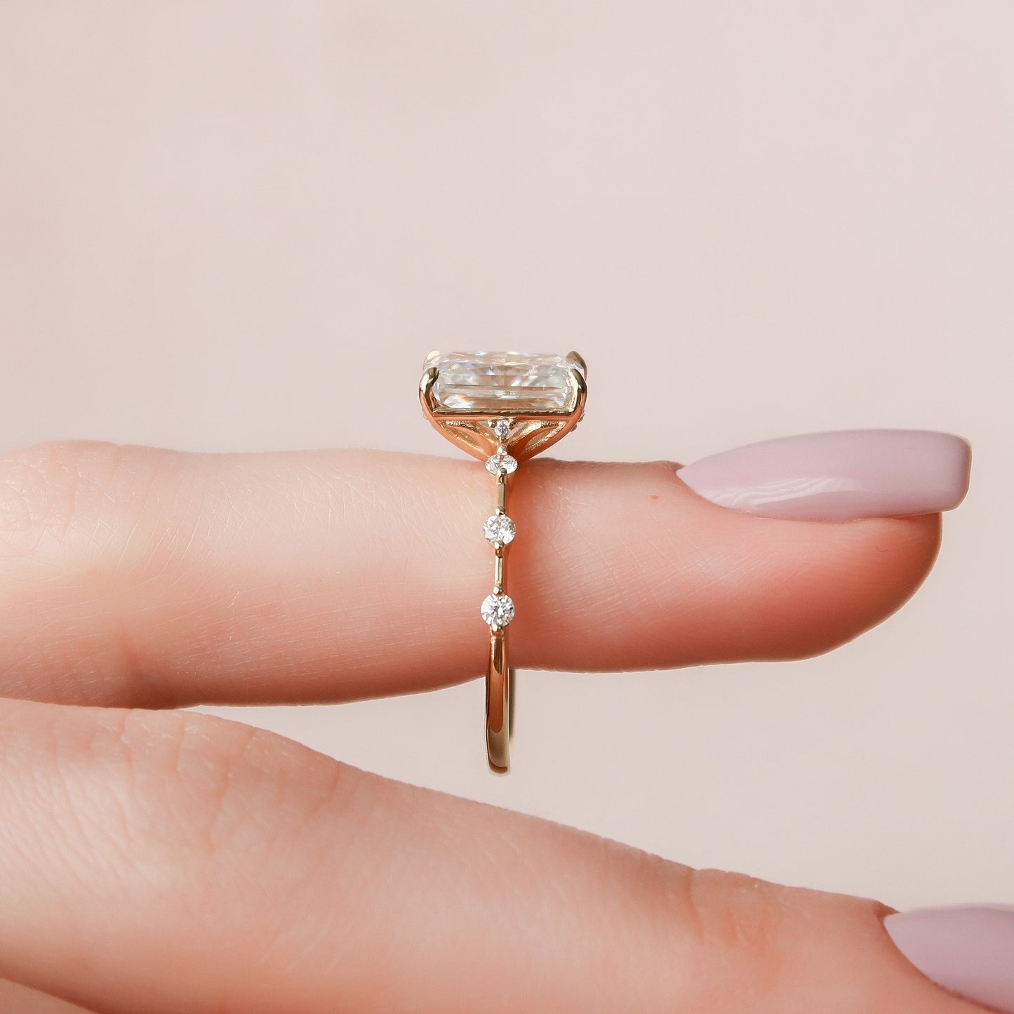 3.50CT Radiant Cut Petite Pave Moissanite Diamond Engagement Ring