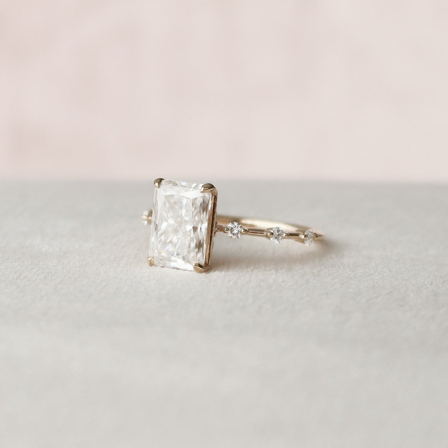 3.50CT Radiant Cut Petite Pave Moissanite Diamond Engagement Ring
