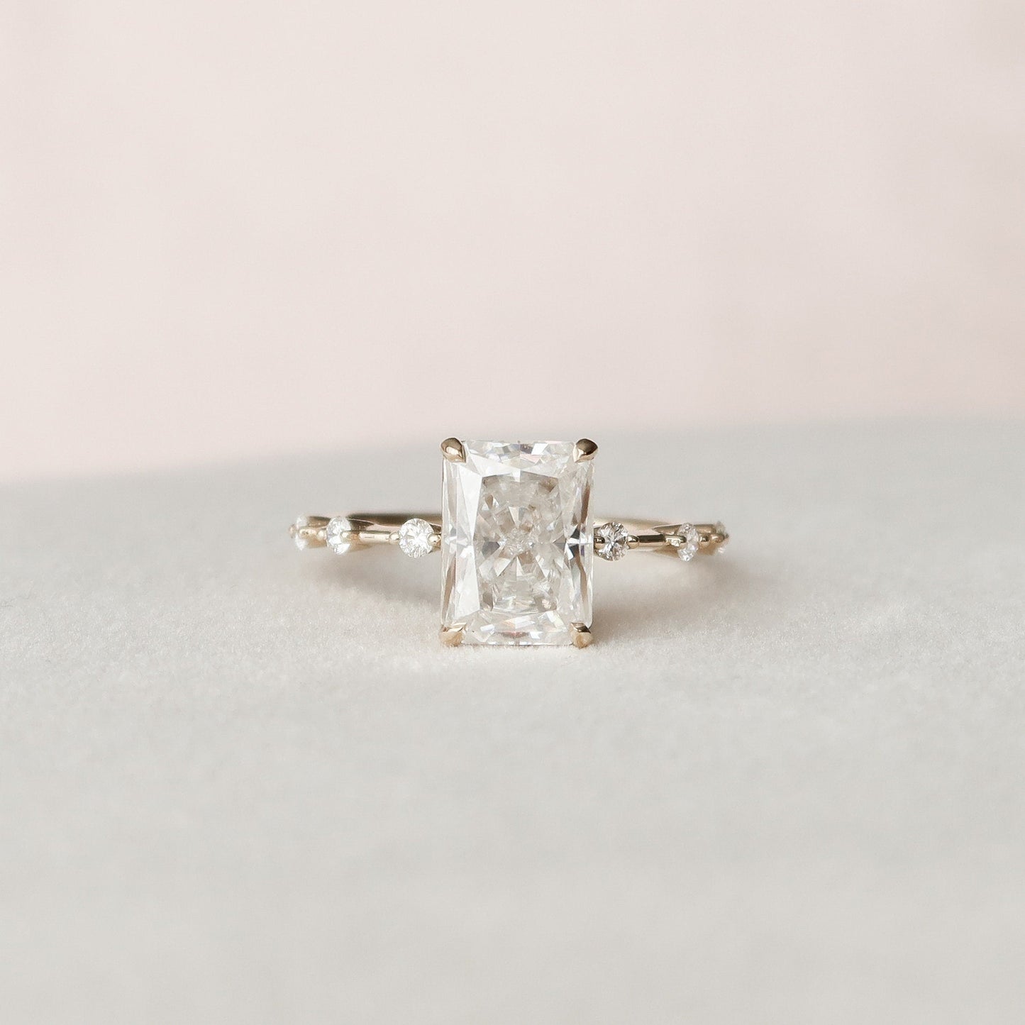 3.50CT Radiant Cut Petite Pave Moissanite Diamond Engagement Ring