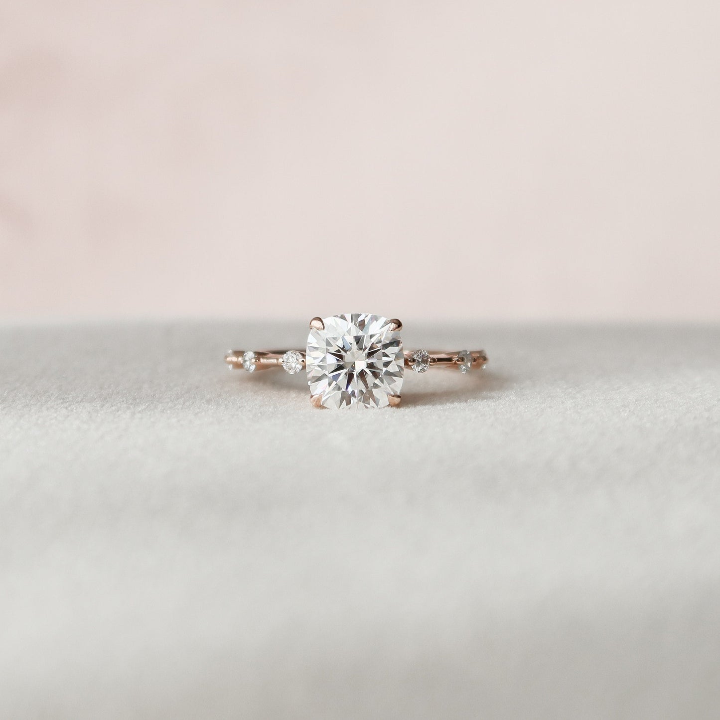 2.0CT Cushion Cut Moissanite Hidden Halo Diamond Engagement Ring