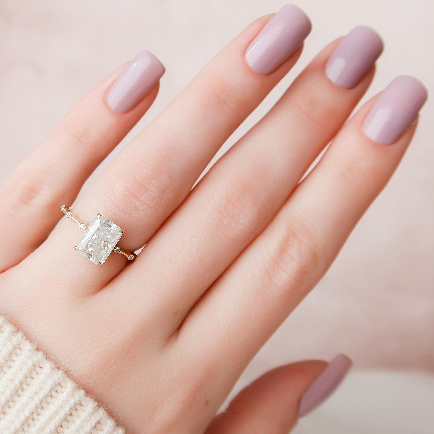 3.50CT Radiant Cut Petite Pave Moissanite Diamond Engagement Ring