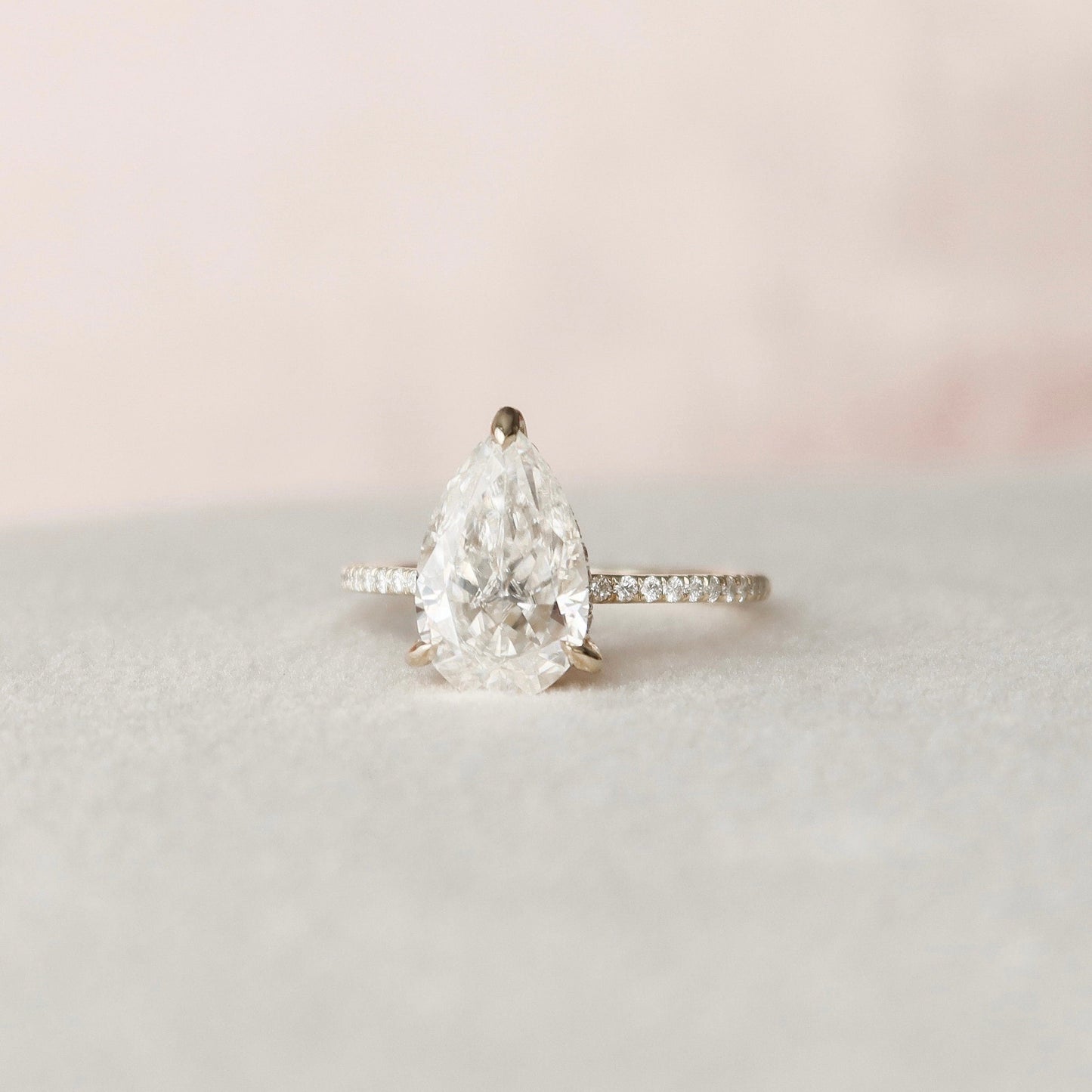 2.50CT Pear Cut Hidden Halo Moissanite Diamond Pave Engagement Ring