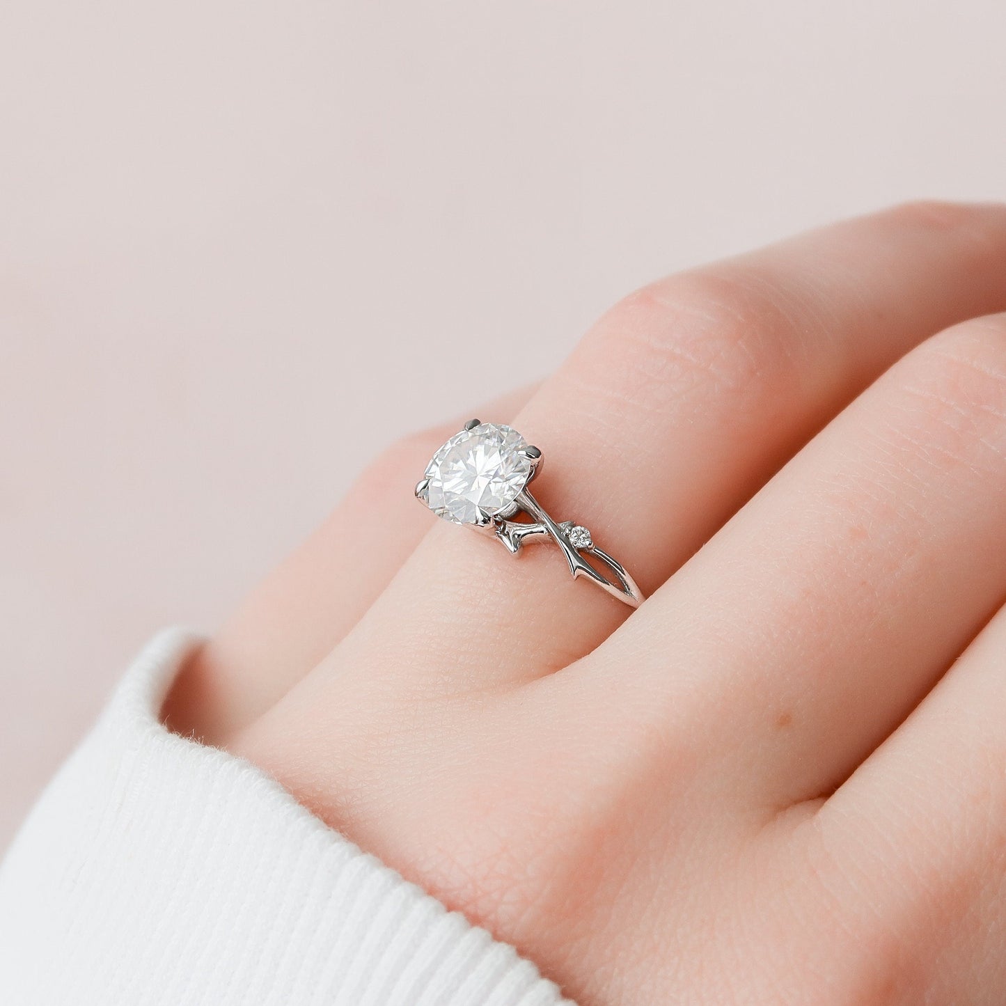2.0CT Round Cut Twig Nature Inspired Moissanite Engagement Ring