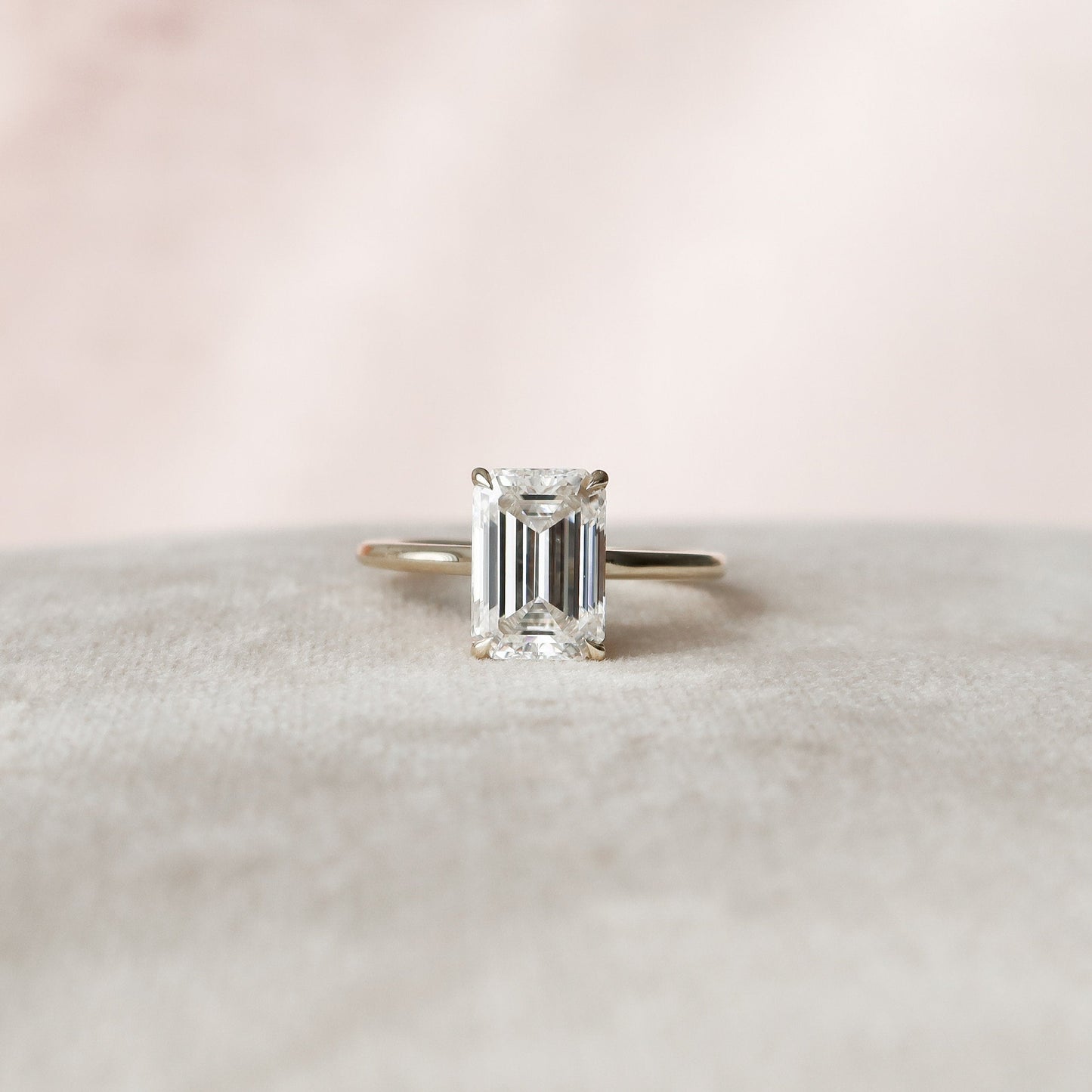 4.0CT Emerald Cut Moissanite Hidden Halo Engagement Ring