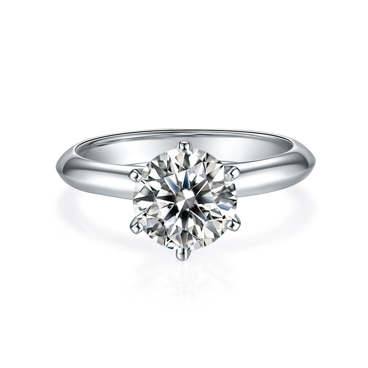 1.35ct Round Cut Solitaire Moissanite Diamond Engagement Ring