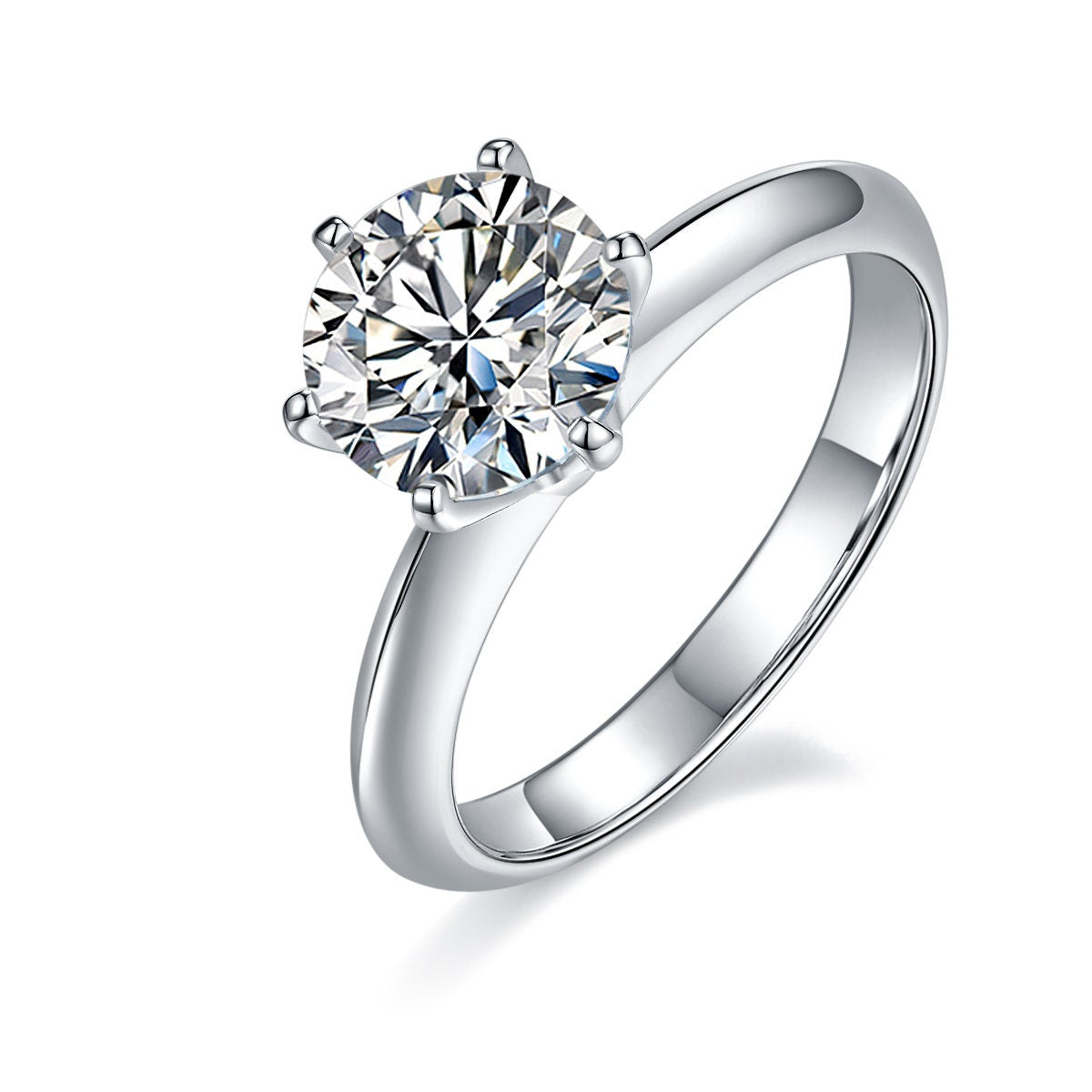 1.35ct Round Cut Solitaire Moissanite Diamond Engagement Ring