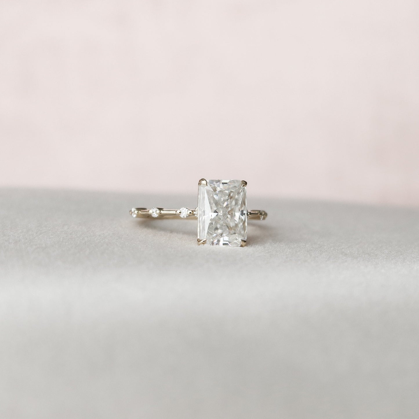 3.50CT Radiant Cut Petite Pave Moissanite Diamond Engagement Ring