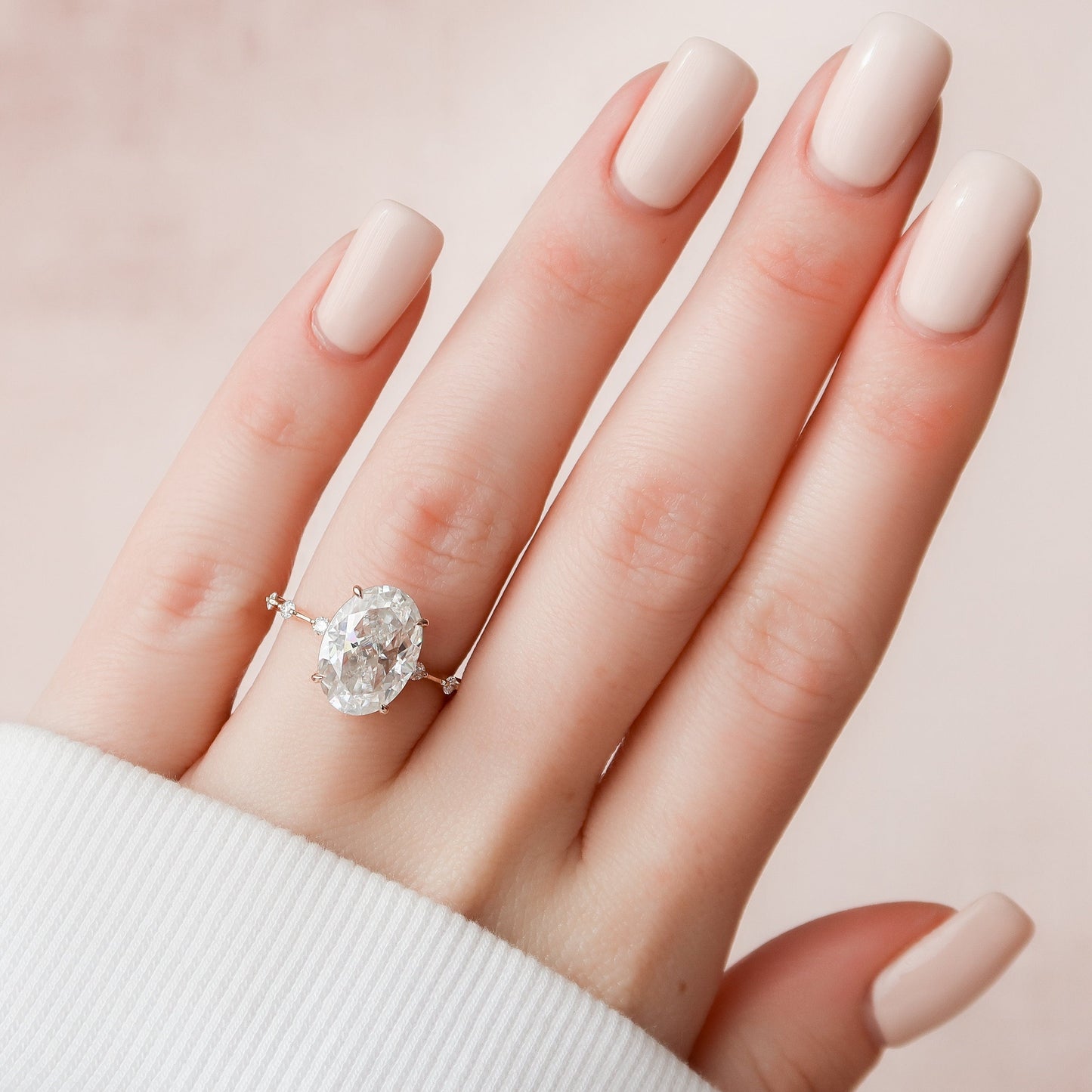 4.50CT Oval Cut Petite Pave Moissanite Diamond Engagement Ring