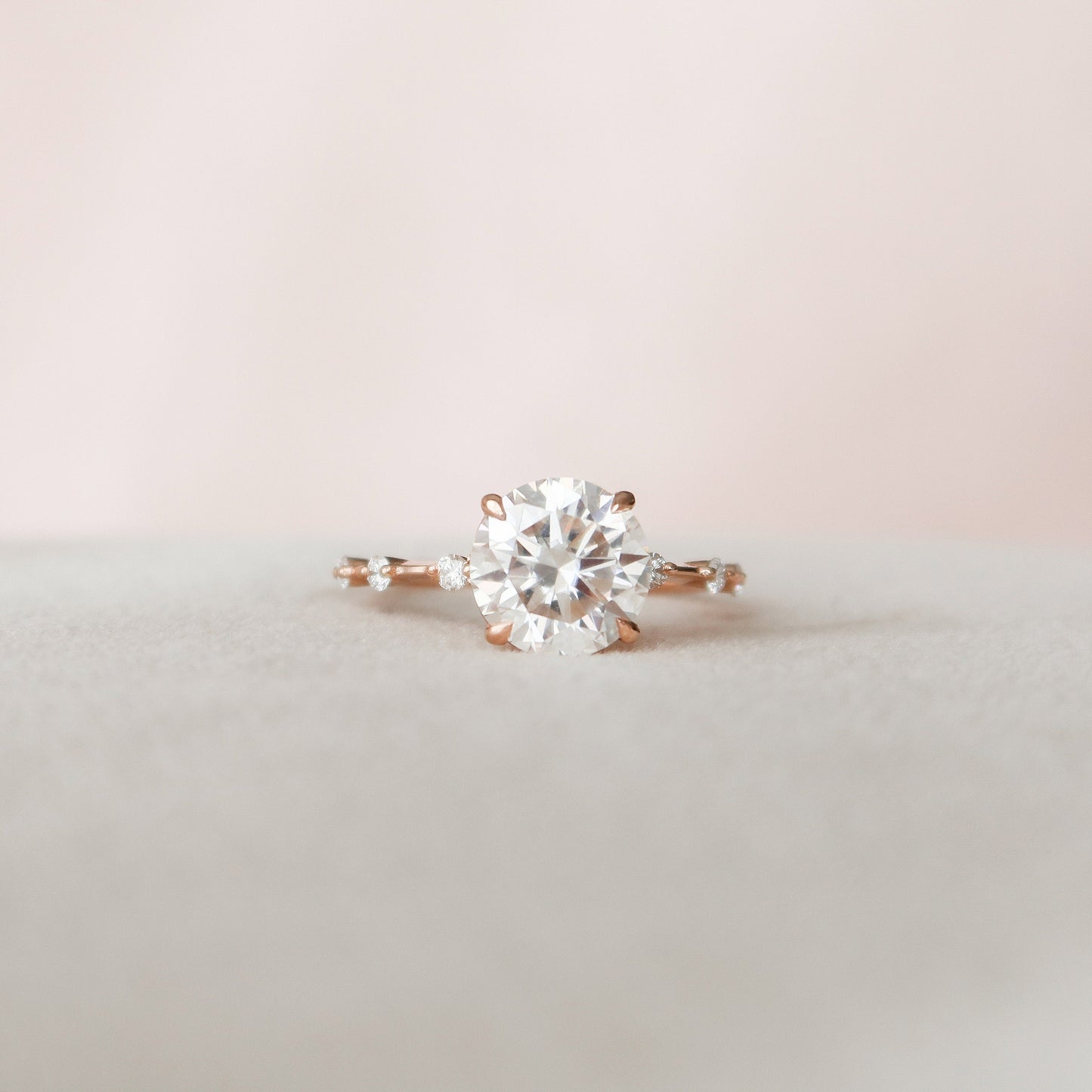 2.50CT Round Brilliant Cut Petite Pave Moissanite Diamond Engagement Ring