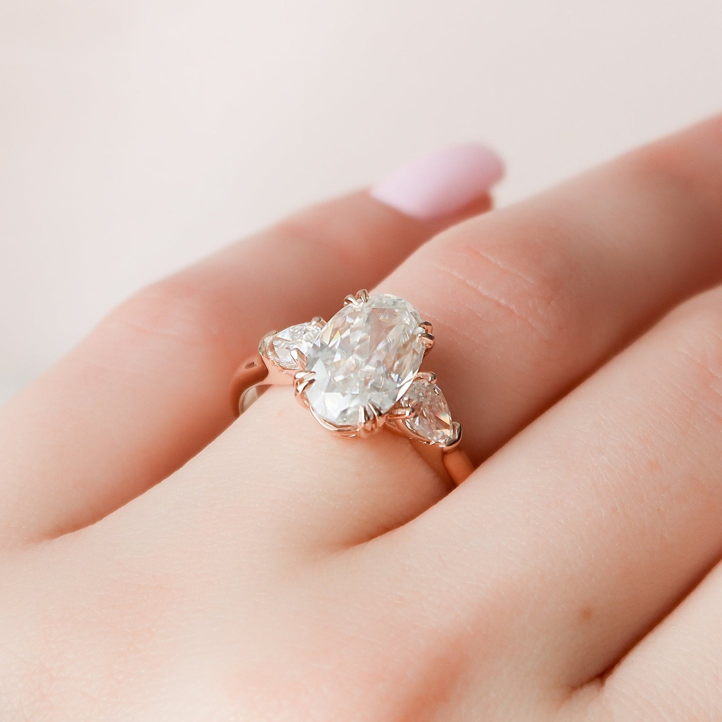 3.5CT Oval Cut Three Stone Moissanite Diamond Engagement Ring