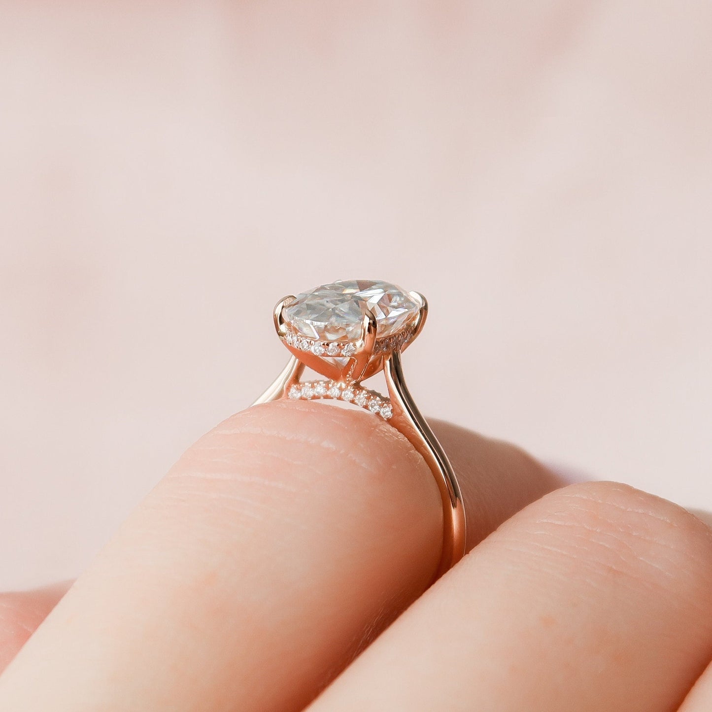 3.50CT Oval Cut Hidden Halo Moissanite Engagement Ring