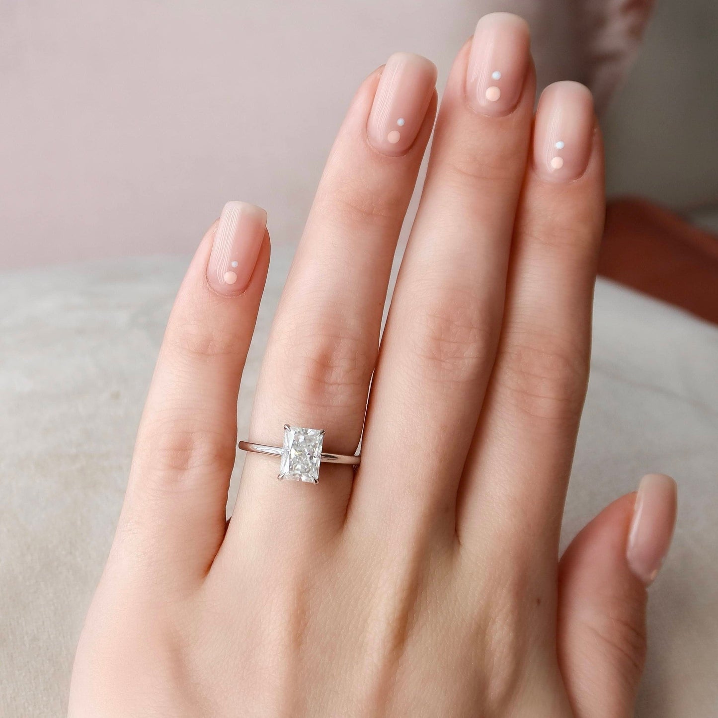 3.0CT Radiant Cut Hidden Halo Moissanite Diamond Engagement Ring