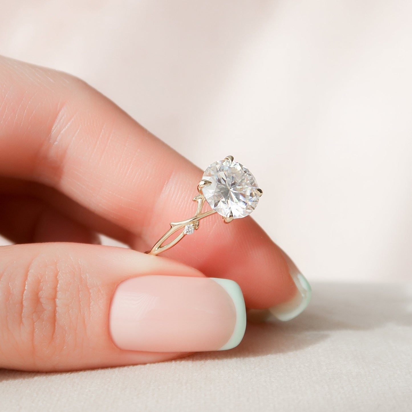2.50CT Twig Round Moissanite Nature Inspired Branch Diamond Engagement Ring