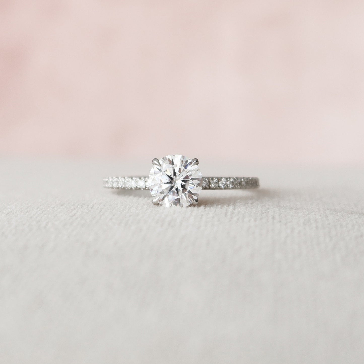 1.0CT Round Cut Hidden Halo Moissanite Diamond Engagement Ring
