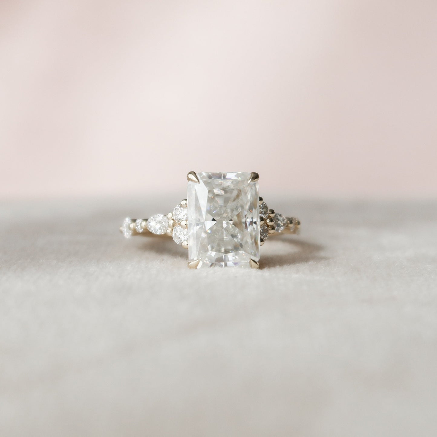 3.50CT Radiant Cut Cluster Moissanite Diamond Engagement Ring For Women