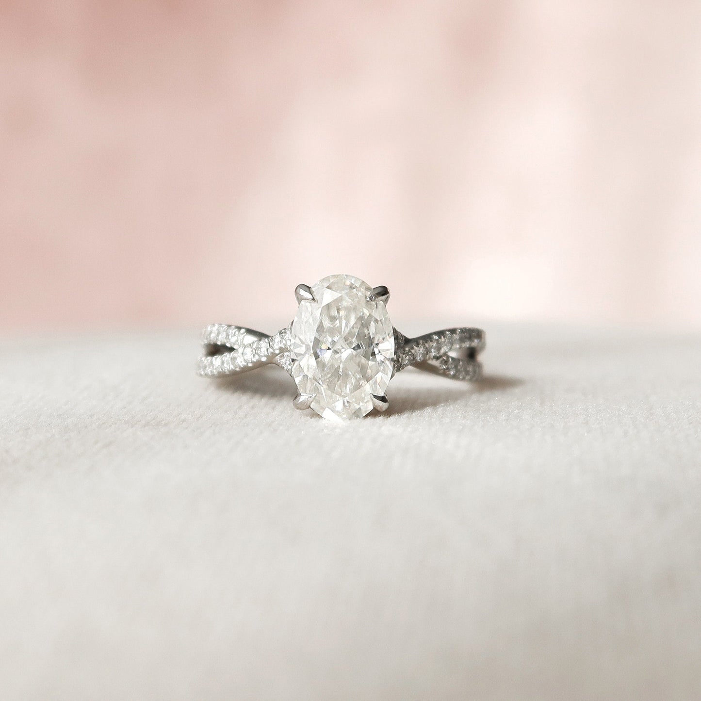 1.50CT Oval Cut Moissanite Split Shank Engagement Ring