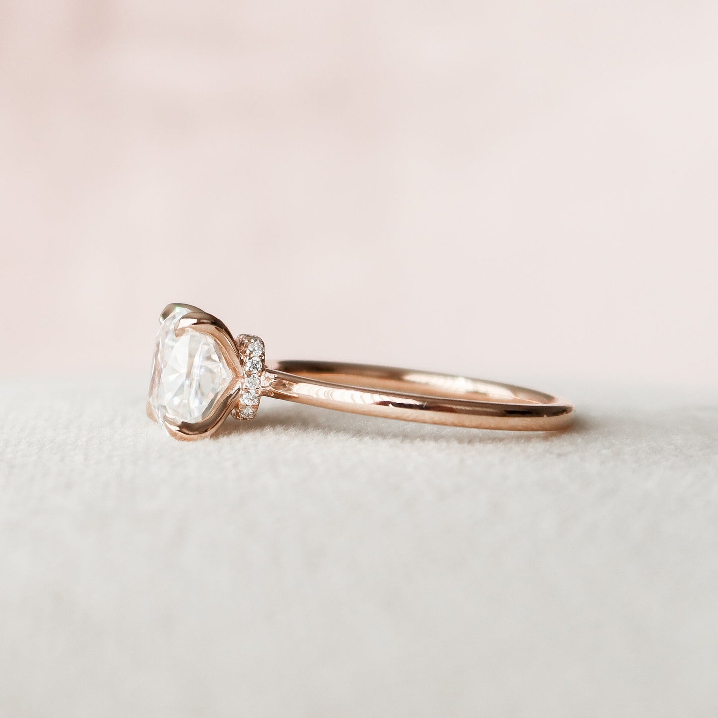 2.0CT Cushion Cut Hidden Halo Moissanite Engagement Ring