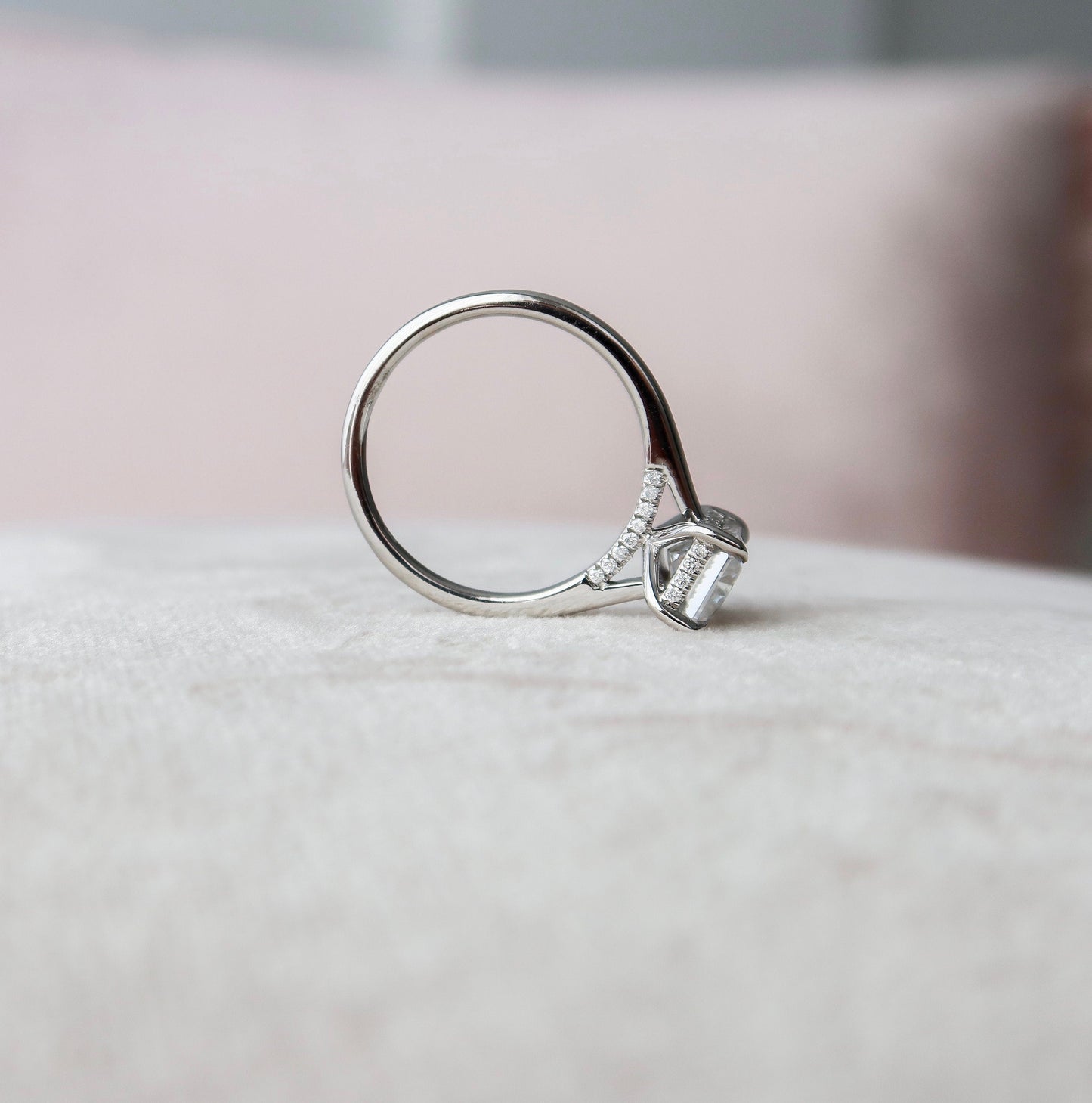 3.0CT Radiant Cut Hidden Halo Moissanite Diamond Engagement Ring