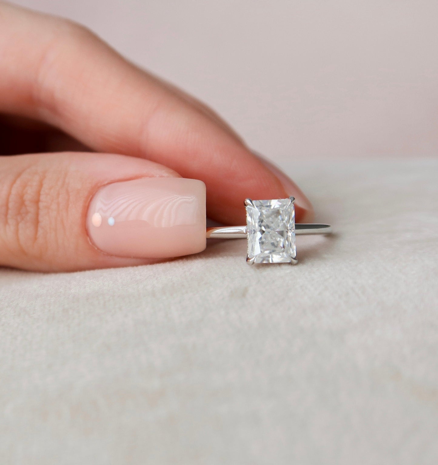 3.0CT Radiant Cut Hidden Halo Moissanite Diamond Engagement Ring