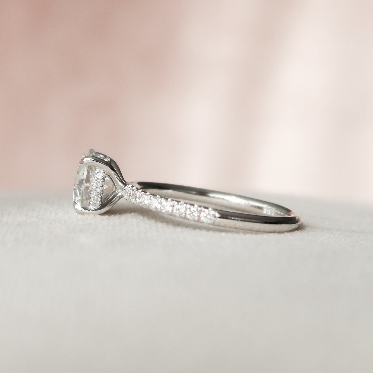 2.0CT Round Cut Moissanite Hidden Halo Engagement Ring