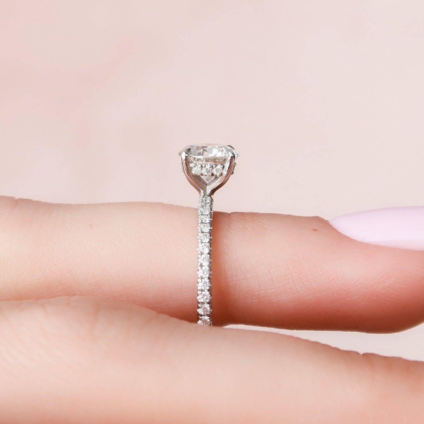1.0CT Round Cut Hidden Halo Moissanite Diamond Engagement Ring