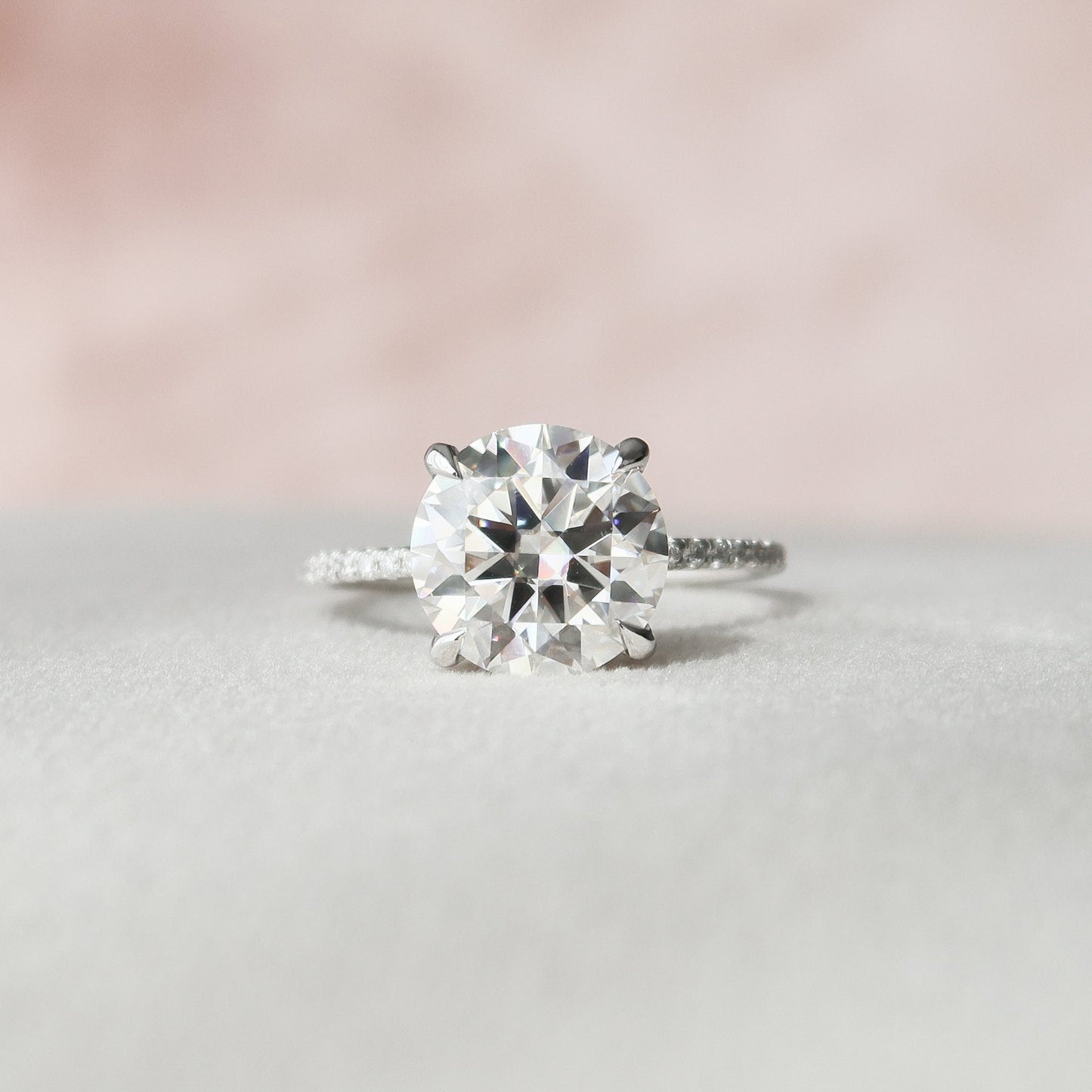 3.50CT Round Cut Moissanite Hidden Halo Engagement Ring