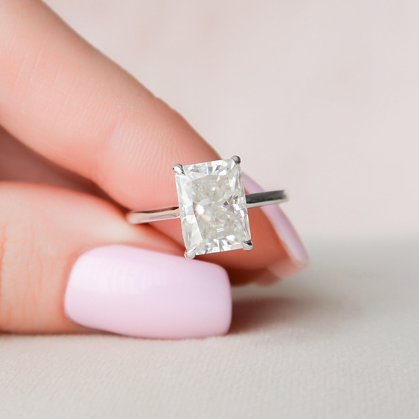 4.0CT Radiant Cut Hidden Halo Moissanite Engagement Ring