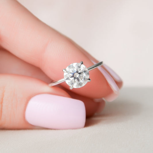 2.0CT Round Cut Hidden Halo Moissanite Engagement Ring