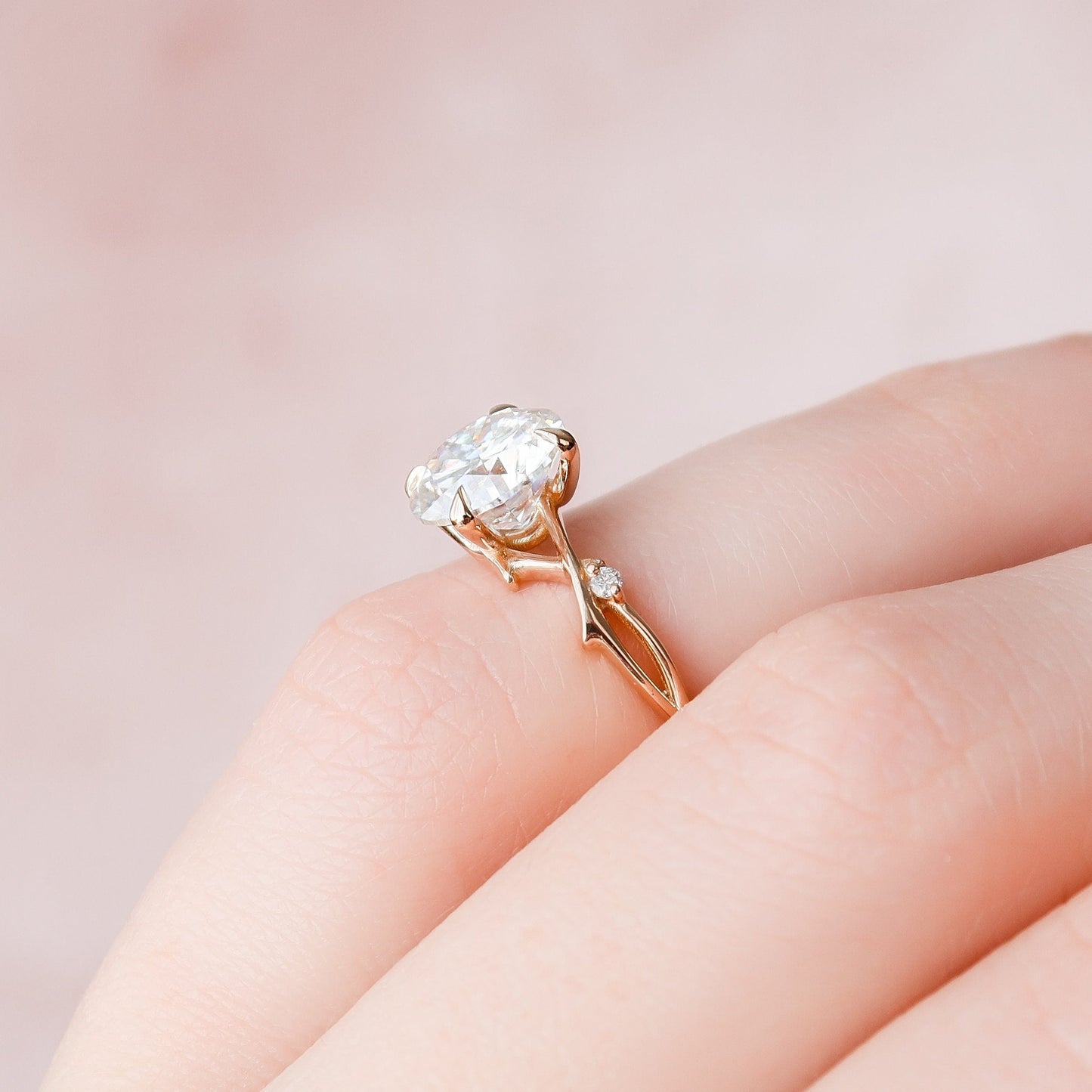 2.0CT Round Cut Twig Nature Inspired Moissanite Engagement Ring