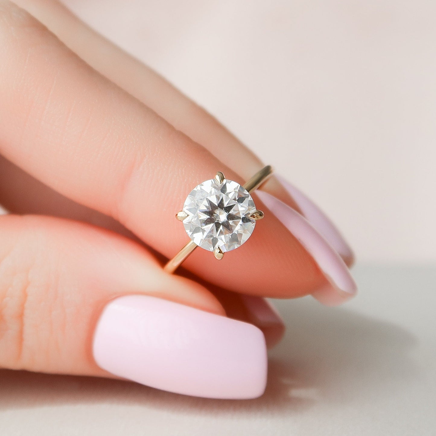 2.0CT Round Cut Hidden Halo Moissanite Engagement Ring