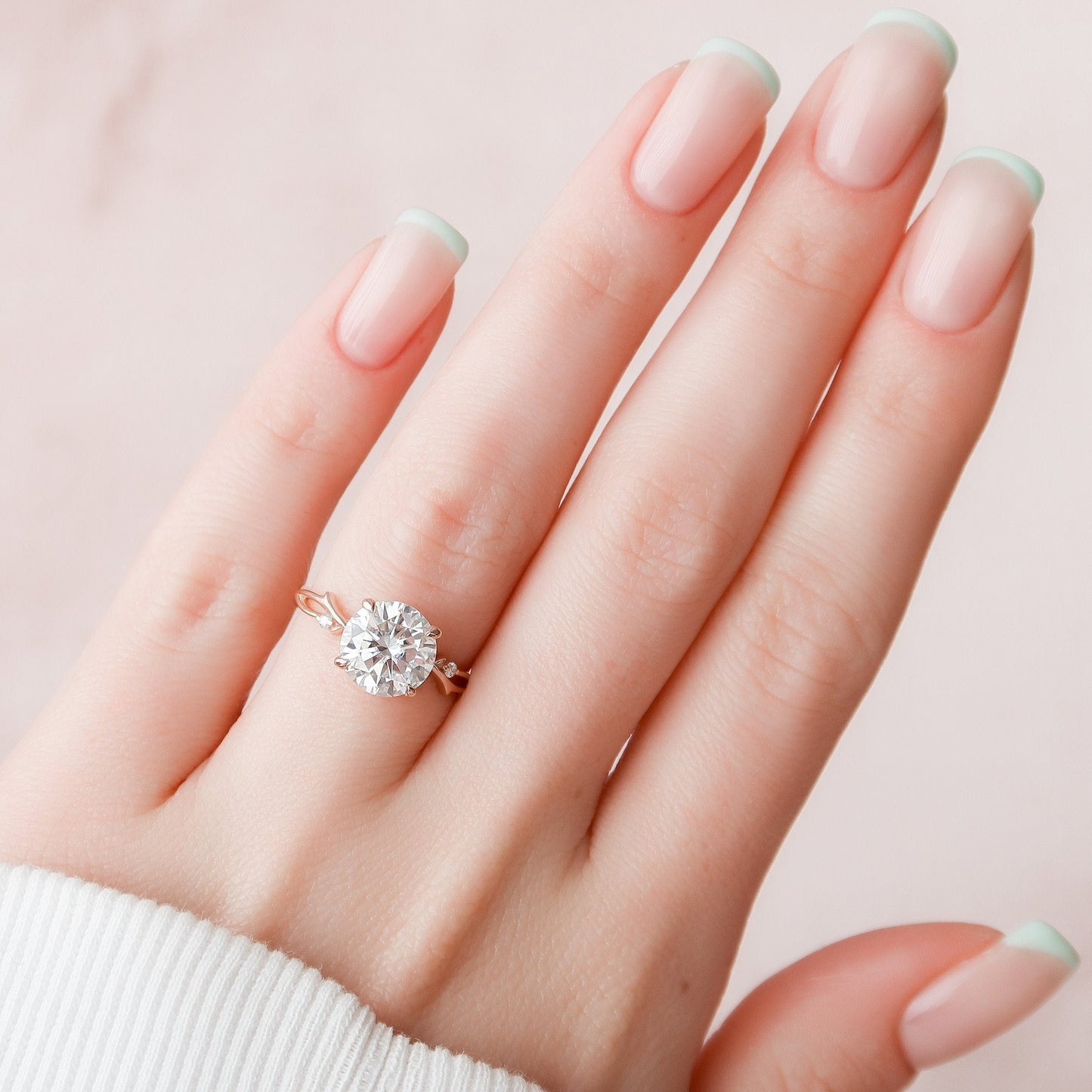 2.50CT Twig Round Moissanite Nature Inspired Branch Diamond Engagement Ring