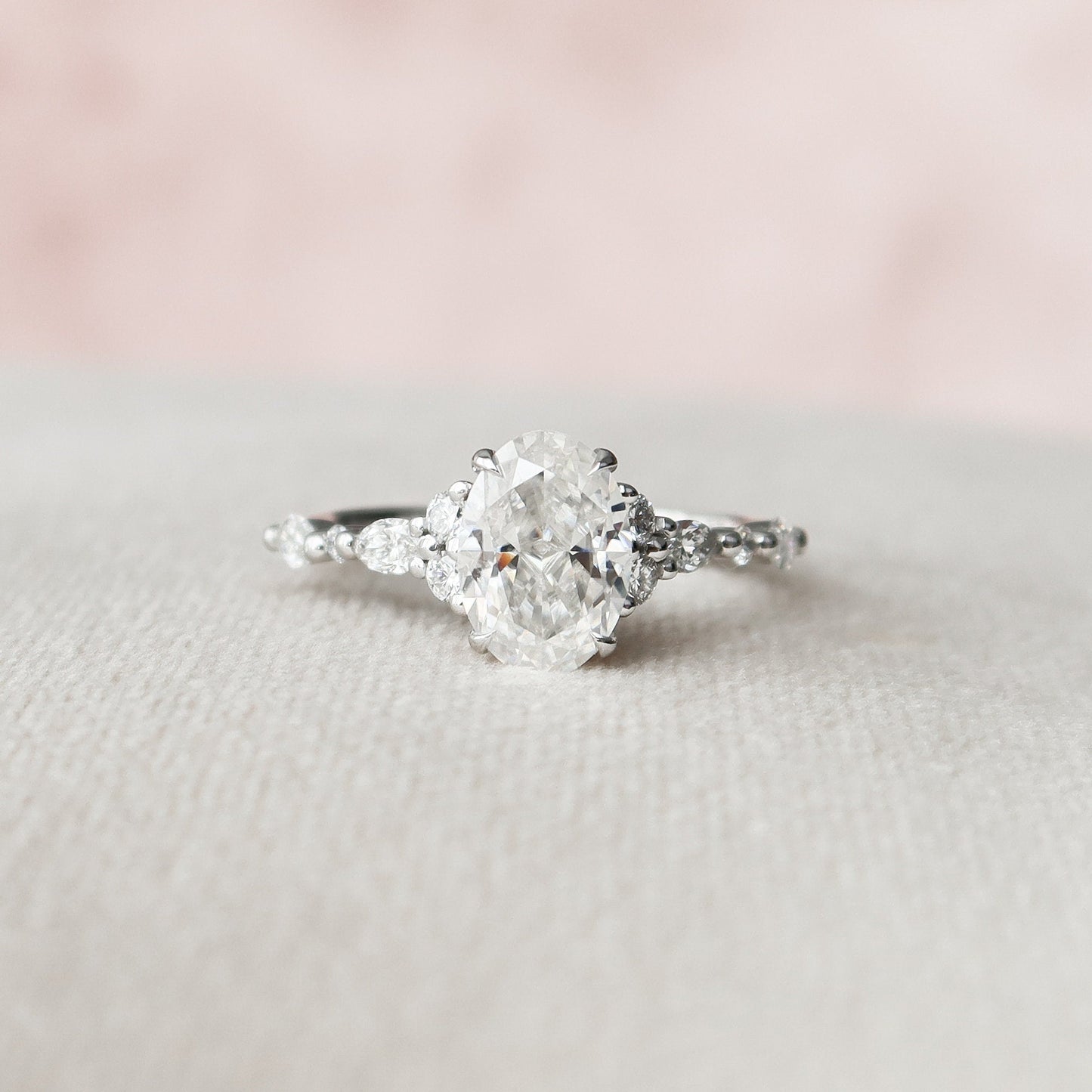 1.50CT Oval Cut Cluster Moissanite Diamond Engagement Ring