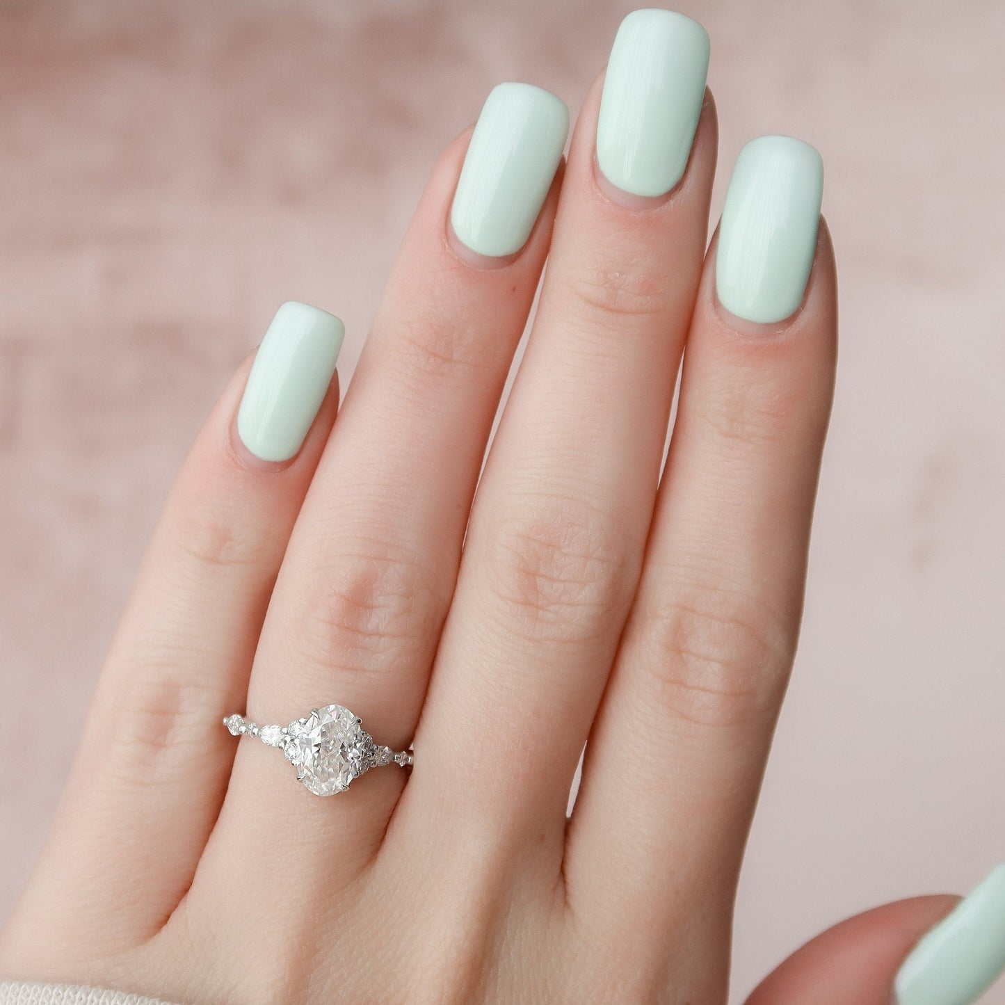 1.50CT Oval Cut Cluster Moissanite Diamond Engagement Ring