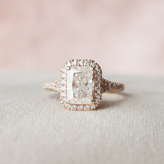3.5 CT Round cut Hidden Halo Moissanite Engagement Ring